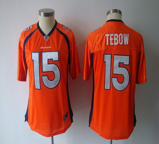 Broncos #15 Tim Tebow Orange Women's Alternate Stitched NFL Jersey - Click Image to Close